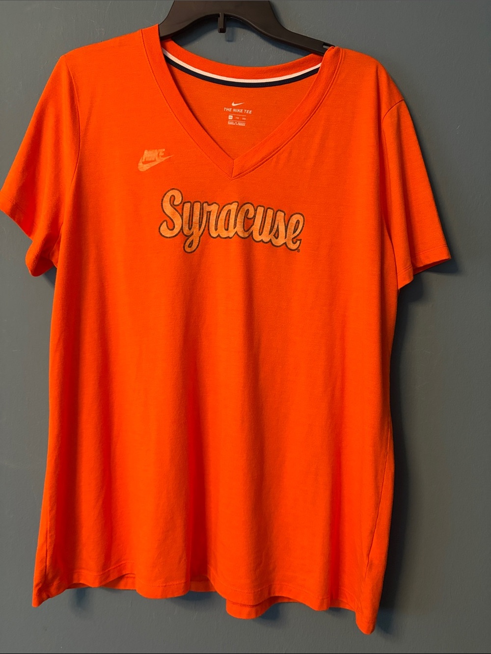 Nike Syracuse V-Neck Tee in Bright Orange